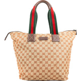 Gucci Monogram GG Canvas Web Strip Shopper Shoulder Bag
