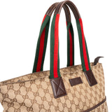 Gucci Monogram GG Canvas Web Stripe Tote Shoulder Bag