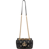 Gucci Monogram Quilted Leather GG Marmont Pearl Studded Shoulder Crossbody Bag