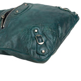 Balenciaga Petrol Leather Motorcycle Courier Tote Shoulder Bag