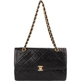 Chanel Quilted Lambskin Bicolor Double Flap Shoulder Bag