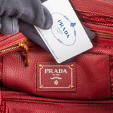 Prada Red Vitello Daino Leather Satchel City Handbag