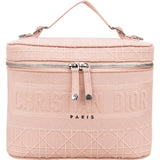 Christain Dior Cannage Embroidered Fabric DiorTravel Vanity Case Handbag
