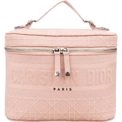 Christain Dior Cannage Embroidered Fabric DiorTravel Vanity Case Handbag
