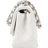 Chanel Quilted Caviar Leather Palladium Mini Square Single Flap Crossbody Bag