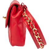 Chanel Red Quilted Stitched Lambskin Vintage CC Belt Crossbody Bag
