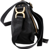 Chloé Black Leather Marcie Saddle Zip Crossbody Bag