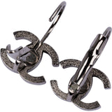 Chanel Black CC Emblem Earrings