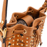 MCM Monogram Visetos Studded Small Drawstring Bucket Crossbody Bag