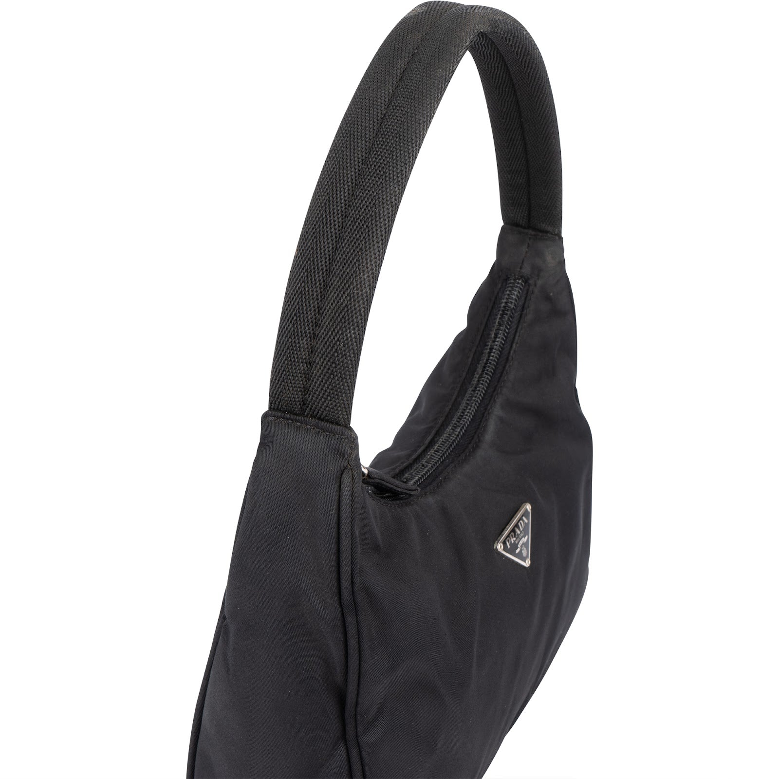 Prada Black Nylon Triangle Vintage Re-Edition Handbag - vintageandkickz