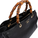 Gucci Pebbled Leather Bamboo Handbag
