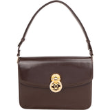 Gucci Brown Lambskin Vintage Circle GG Single Flap Shoulder Bag