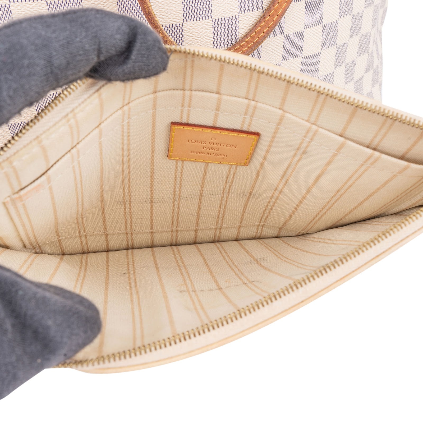 [🔄️B06 / F56] Louis Vuitton Monogram Damier Azur Canvas Neverfull MM Shoulder Bag - vintageandkickz