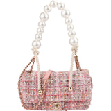 Chanel Tweed Pearl Handle Single Flap Crossbody Bag