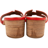 Hermès Red Leather Oasis Block Sandals (38,5)
