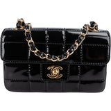 Chanel Patent Leather Chocolate Bar 24K Gold Single Flap Crossbody Bag