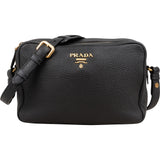 Prada Black Vitello Daino Leather Camera Crossbody Bag 1BH079