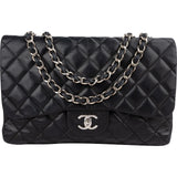 Chanel Quilted Lambskin Palladium Jumbo Single Flap Crossbody Bag