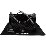 Chanel Quilted Patent Leather Jumbo Boy Single Flap Crossbody Bag