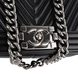 Chanel Chevron Calfskin Palladium Medium Boy Single Crossbody Bag