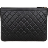 Chanel Black Quilted Lambskin Small CC Boy Clutch