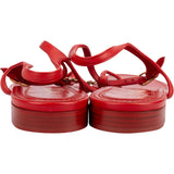 Chanel Red Lambskin Crystal CC Woven Thong Sandals (38)