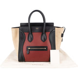 Celine Suede Bicolor Leather Luggage Handbag