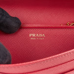 Prada Pink Saffiano Leather Wallet On Chain Crossbody Bag - vintageandkickz