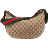 Gucci Monogram GG Canvas Web Strap Half Moon Crossbody Bag