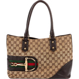 Gucci Monogram GG Canvas Horsebit Tote Shoulder Bag