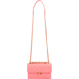 Chanel Pink Leather Quilted Lambskin Top Handle Single Flap Crossbody Bag