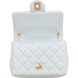 Chanel Quilted Lambskin Mini Single Flap Pearl Handle Crossbody Bag