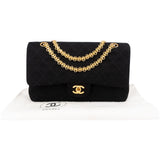 Chanel Quilted Jersey Medium 24K Gold Double Flap Crossbody Bag