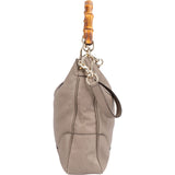 Gucci Pebbled Leather Bamboo Shopper Hobo Shoulder Bag