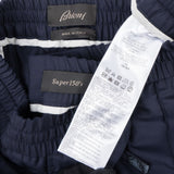 Brioni Navy Super 150's Drawstring Wool Pants Trousers (IT54)
