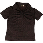 [🔄️B33 / F73] Fendi Brown Zucca Monogram Polo Shirt Top - vintageandkickz