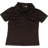 [🔄️B33 / F73] Fendi Brown Zucca Monogram Polo Shirt Top - vintageandkickz