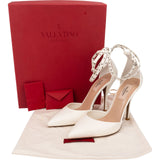Valentino White Leather Love Latch Ankle Straps Pumps (38,5)