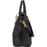 Prada Black Soft Calfskin Buckle Tote Handbag