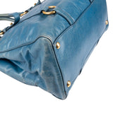 Miu Miu Blue Leather Vitello Lux Tote Handbag