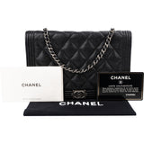 Chanel Quilted Caviar Leather Small Boy Wallet On Chain Crossbody Bag