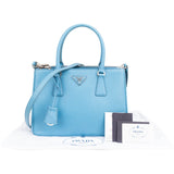Prada Light Blue Saffiano Leather Small Galleria Handbag