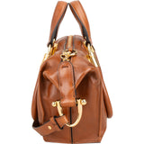 Chloé Brown Shine Calfskin Small Paraty Satchel Handbag