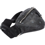 MCM Black Leather Visetos Coated Fursten Belt Crossbody Bag