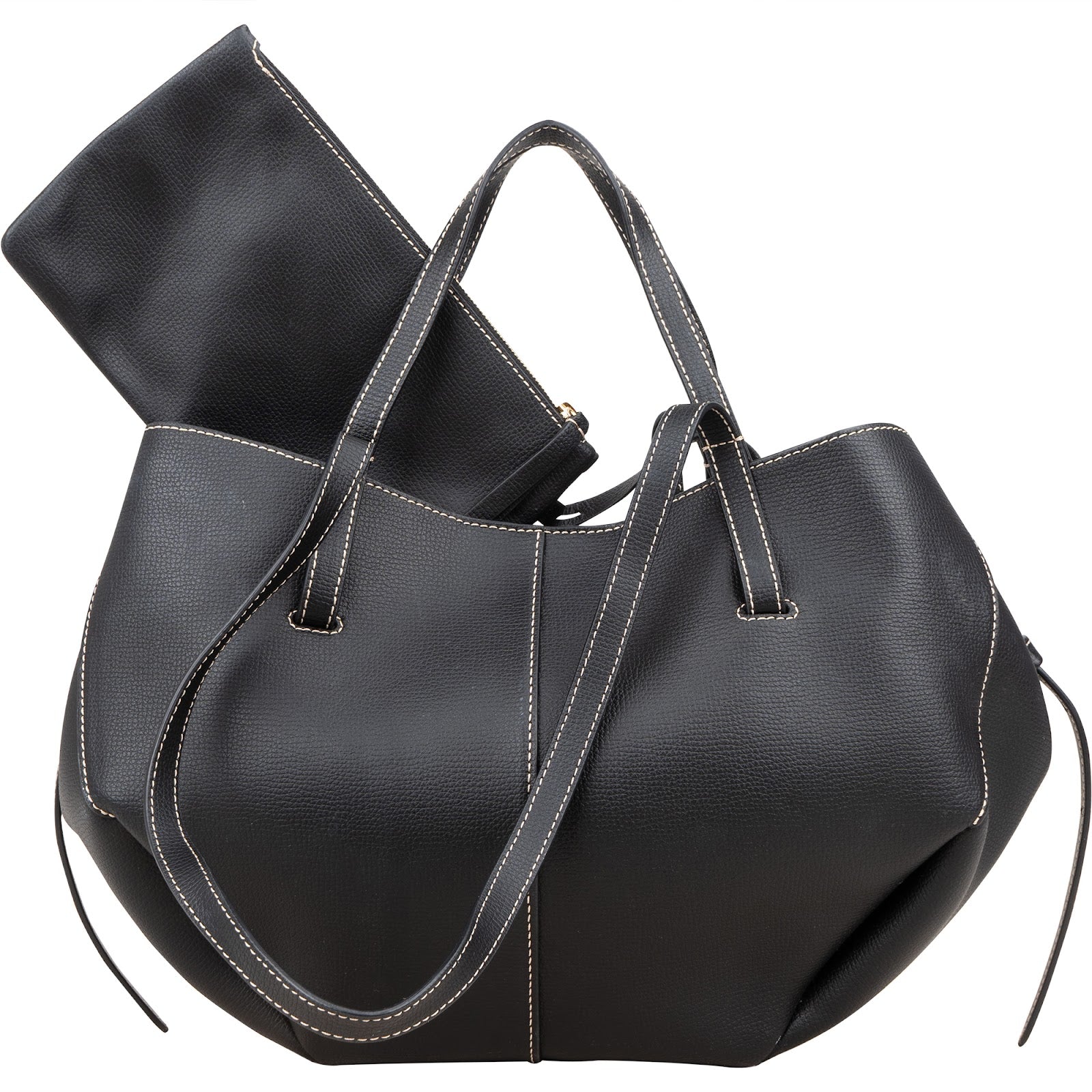 Polène Grained Leather Cyme Tote Handbag - vintageandkickz
