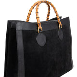Gucci Suede Top Handle Bamboo Large Tote Handbag