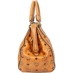 [🔄️B14 / F19] MCM Monogram Visetos Studded Boston Bag Medium Handbag - vintageandkickz