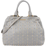 Miu Miu Grey Studded Leather Tote Handbag