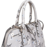 Prada Grey Saffiano Leather Floral Promenade Handbag