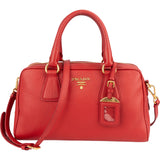 Prada Red Vitello Daino Leather Duffle Handbag